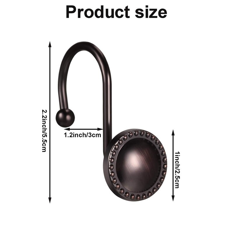 VRUĆA AKCIJA Kuke za tuš zavjese, ukrasne prstenove za kuke za zavjese, 12 kom nehrđajuće kuke za tuš za šipke za kupaonske zavjese