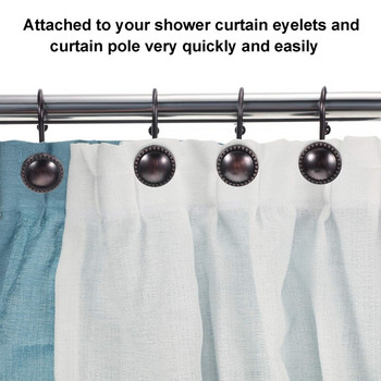 Γάντζοι κουρτίνας μπάνιου, Διακοσμητικοί γάντζοι κουρτινών ντους, 12 τμχ Αδιάβροχοι γάντζοι ντους για κουρτινόξυλα μπάνιου
