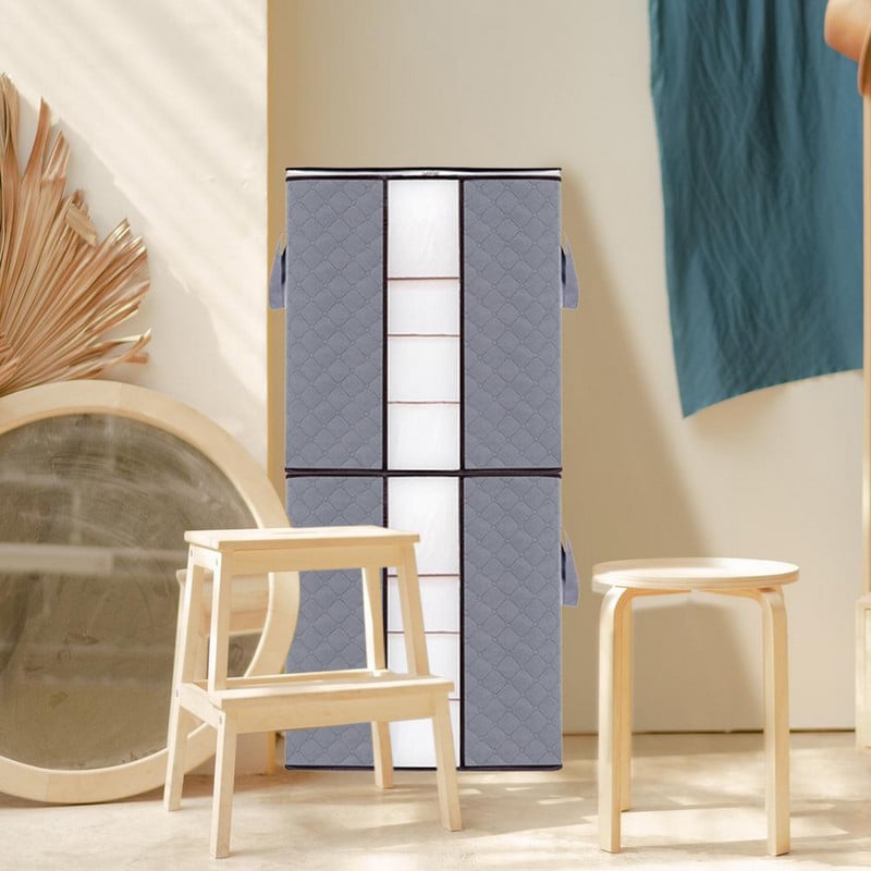 Összecsukható tárolótáska rendszerező nagy kapacitású ruhatároló táska megerősített fogantyús cipzárral és átlátszó ablakos tárolóval F