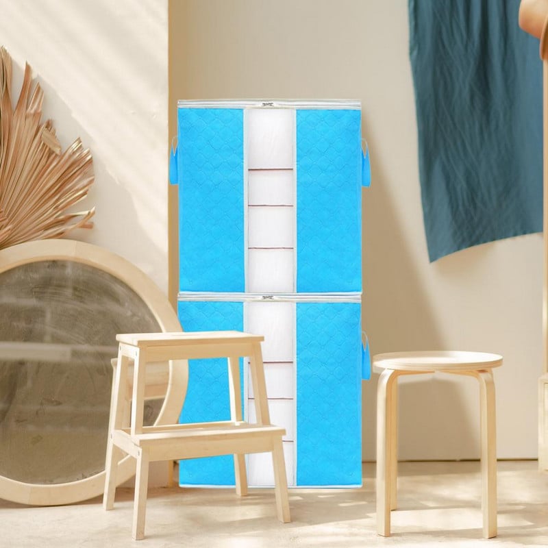 Összecsukható tárolótáska rendszerező nagy kapacitású ruhatároló táska megerősített fogantyús cipzárral és átlátszó ablakos tárolóval F