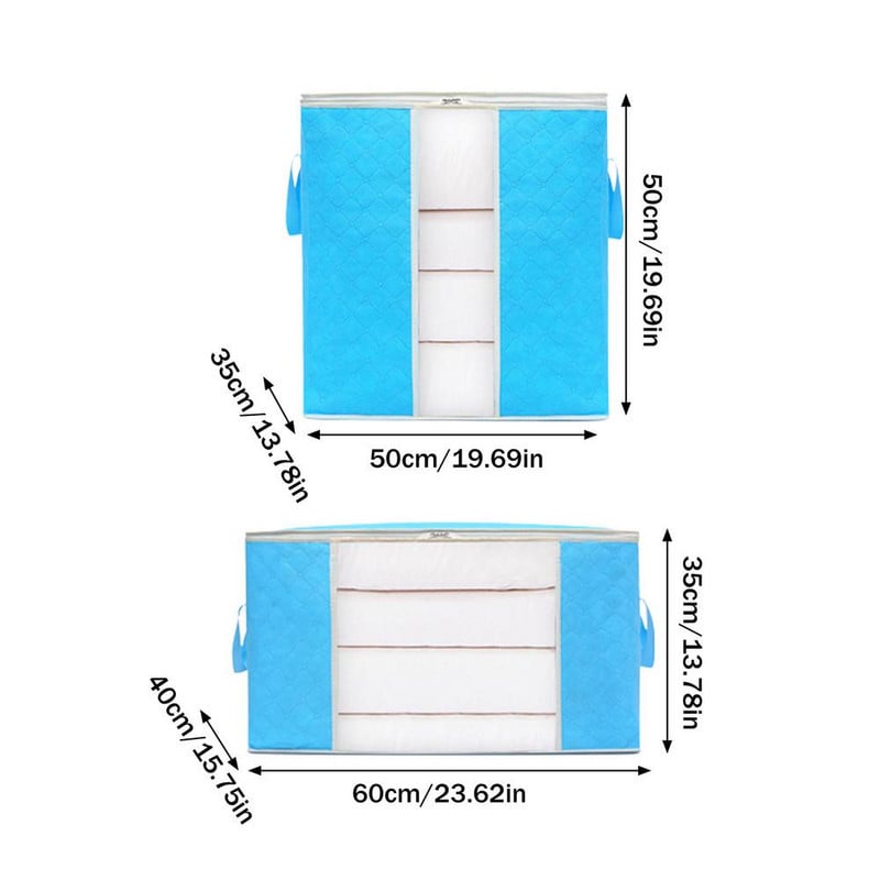 Összecsukható tárolótáska rendszerező nagy kapacitású ruhatároló táska megerősített fogantyús cipzárral és átlátszó ablakos tárolóval F