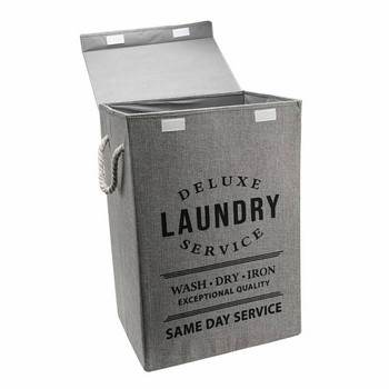 Големи кошници за пране Съхранение на дрехи за пране Сгъваема кошница с капак Сив