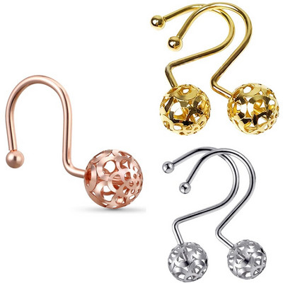 Inele pentru cârlige pentru perdele de duș, set de 12 decor, metal rezistent la rugină pentru baie