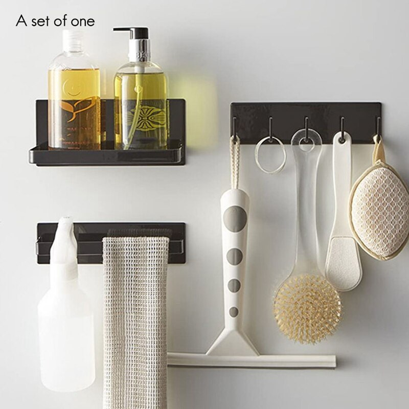 Mágneses konyhai kampós állvány Ingyenes perforált falú fürdőszobai ötlengős oldalakasztó