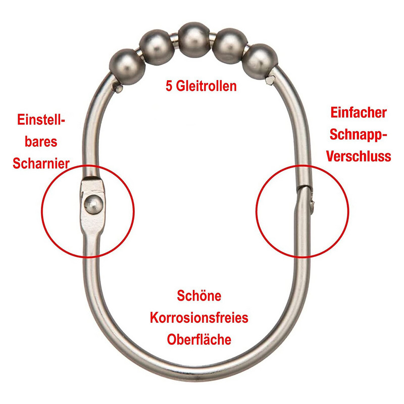 12 bucăți/pachet cârlige din oțel inoxidabil pentru perdele pentru baie, role, perdele de duș, cârlige, inele de glisare, accesorii convenabile pentru baie pentru acasă