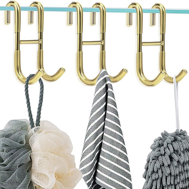 Zuhany üvegajtó kampós aranyozott 304 rozsdamentes acél fogasakasztók fürdőszobai keret nélküli fúrás nélküli akasztó