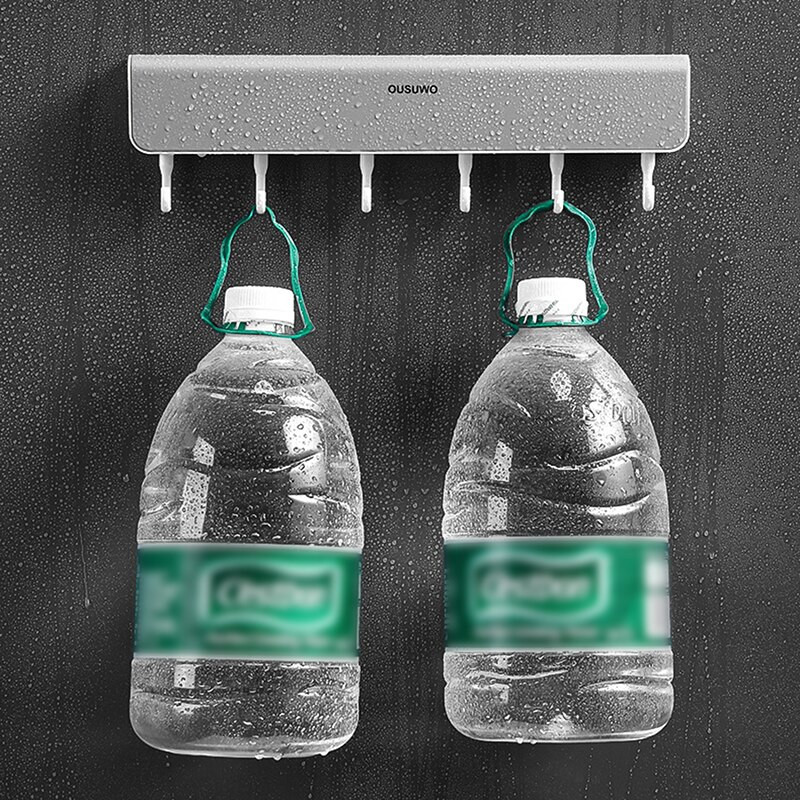 Raft de depozitare montat pe perete Cutie de depozitare pentru raft cu cârlige pentru ușa de baie Organizator de chei pentru haine fără perforare Accesorii pentru baie