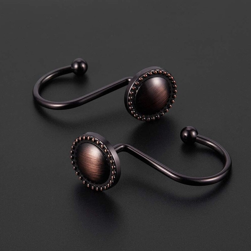 Dušo užuolaidų kabliukai alyva trinamas bronza, rūdims atsparūs dekoratyviniai dušo užuolaidų žiedai, 16 vnt, bronza