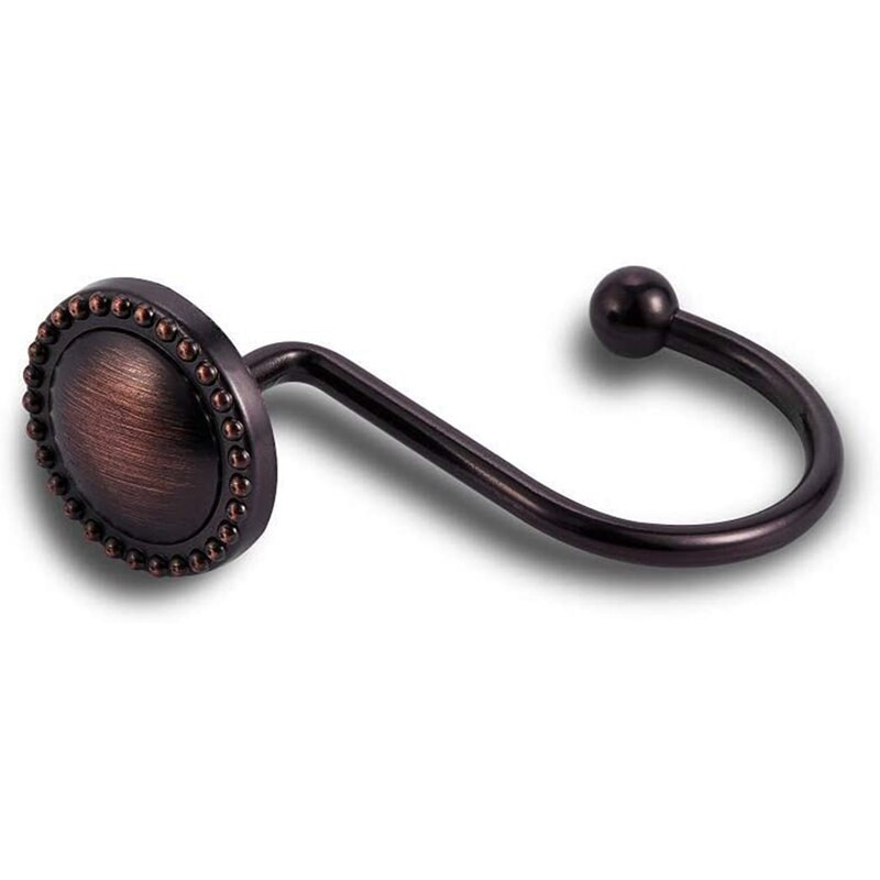 Cârlige pentru perdele de duș bronz frecat cu ulei, inele decorative pentru perdele de duș, rezistente la rugină, 16 buc, bronz
