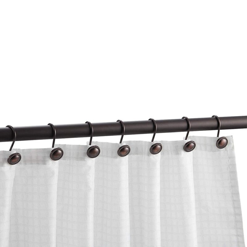 Cârlige pentru perdele de duș bronz frecat cu ulei, inele decorative pentru perdele de duș, rezistente la rugină, 16 buc, bronz