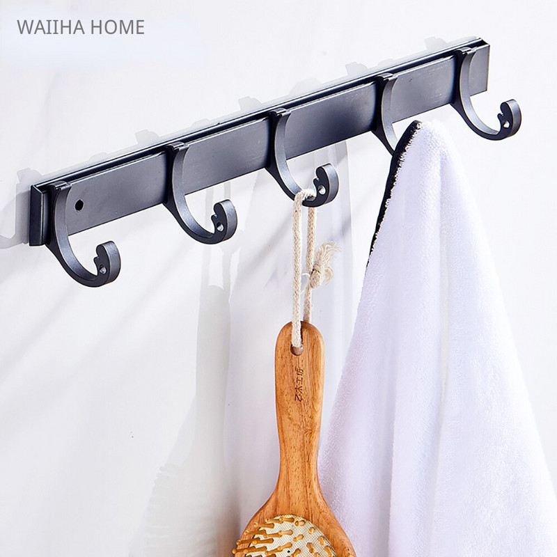 Rankšluosčių chalato kabliukai, juodi aliuminio durelės, pakabinami prie sienos, vonios paltukų kabykla, skirta vonios kambario virtuvės įrangai