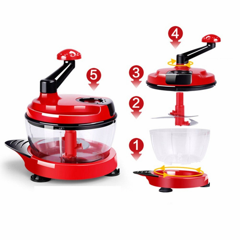 Mixer Robot de bucătărie Manual de bucătărie Blender puternic de ouă Tocător de carne Tocător de legume Tocător cu lame din oțel inoxidabil