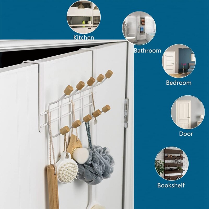 Virš durų kabykla, kabliukai miegamiesiems / vonios kambariui, tvirti metaliniai paltų kabliukai virš durų rankšluosčių chalatų diržui