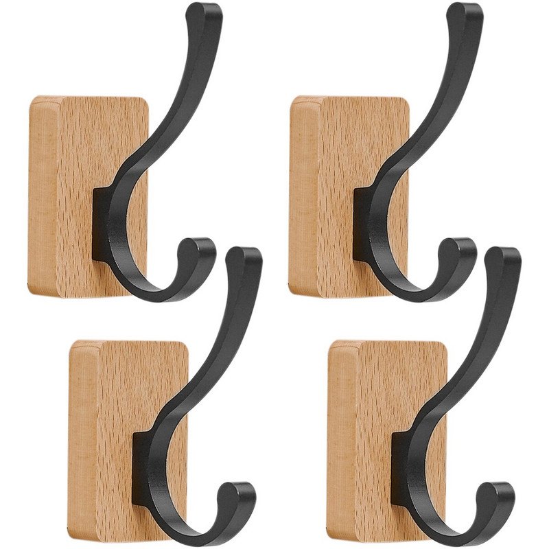 4 db fali kabát akasztó bükk kabát horgok falra szerelhető tartós köntös kampók fogas Erős nagy teherbírású kabátakasztók dekoratív