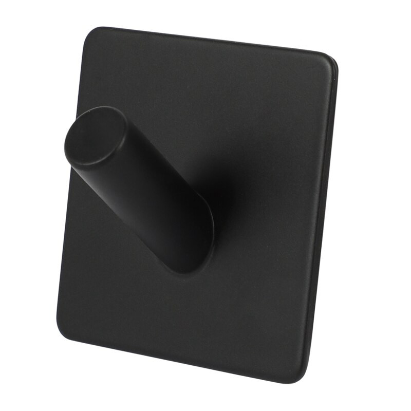 Закачалка за палта от неръждаема стомана 304 Черна кука за хавлиени кърпи Релса, самозалепващи се куки квадратни за кухня, баня, тоалетни шкафове, 4 P