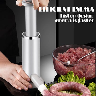 2-in-1 Enema Meatball Maker Rankinis dešrų įdaru mašina Dešrų įdaru Nerūdijančio plieno virtuvės kombainas Naminis dešrų įrankis