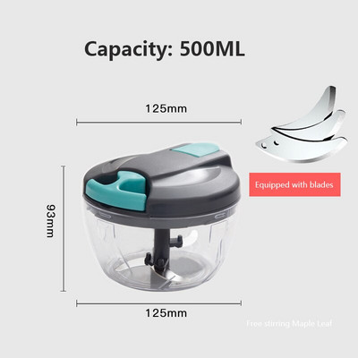 500/900 ml Ručni mlin za meso Prijenosni Sjeckalica za voće i povrće Sjeckalica za češnjak Sjeckalica za mljevenje Mikser Blender Kuhinjski aparati