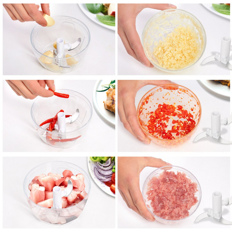 Kézi hajtókaros konyhai robotgép gyors aprító kézi daráló Multifunkcionális daráló hagymás hús fokhagymához