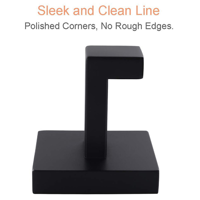 2 csomag matt fekete törülközőtartó rozsdamentes acél fürdőszoba rozsdamentes ruhák törölköző kabát horog falra szerelhető négyzet alakú WC konyha Hea