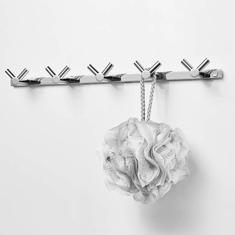 16In Hotel fürdőszobai törülközőtartó rozsdamentes acél kabáthorgas falra szerelhető akasztó 5 V alakú dupla kampós törölközőtartó rendszerező