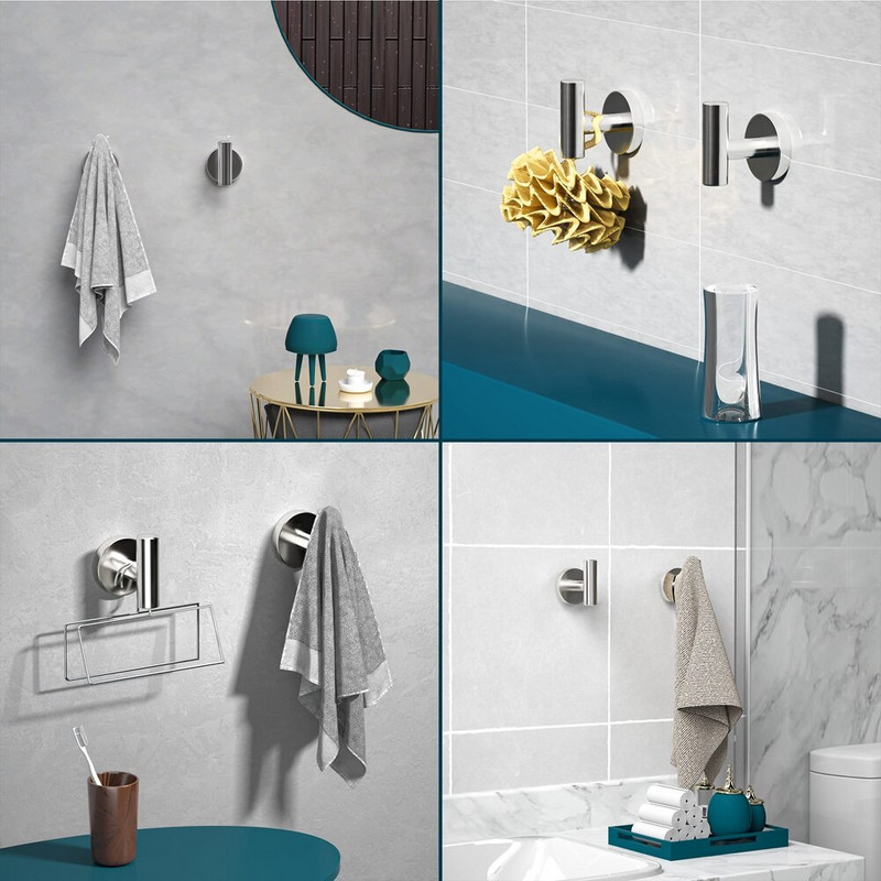 4 vnt Matinio juodo chalato kabliukai, tvirti durų kabykla Rankšluosčių chalatas drabužių spinta Spintelė kempinės kabliukas vonios kambariui