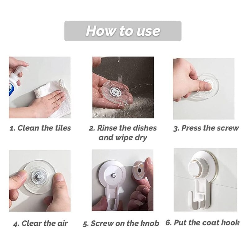 4 pakuotės vakuuminio siurbimo puodelio kabliukai, galingi siurbimo puodelio rankšluosčių kabliukai lango stiklui Vonios kambarys Virtuvė Vonios Dušas