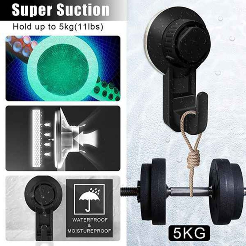 4 pakuotės vakuuminio siurbimo puodelio kabliukai, galingi siurbimo puodelio rankšluosčių kabliukai lango stiklui Vonios kambarys Virtuvė Vonios Dušas