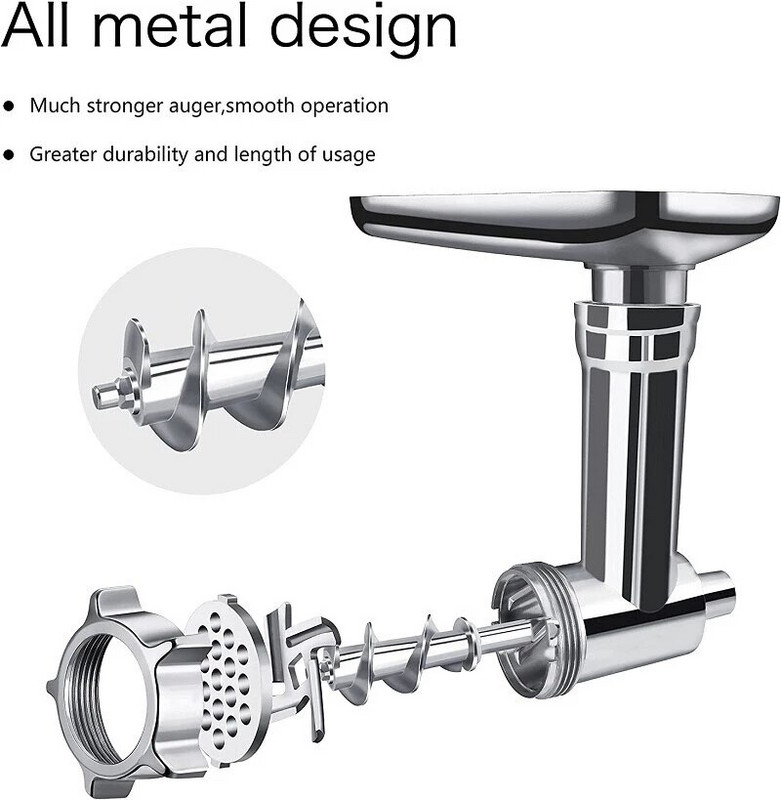 Fém húsdaráló tartozék KitchenAid állványos keverő rúddarálóhoz Kolbásztöltő tartozék KitchenAid turmixgéphez