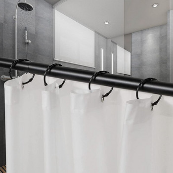 Неръждаеми куки за завеси за баня 12 кръгли промишлени декоративни халки за завеси за душ черни