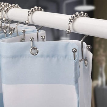 Δαχτυλίδι με γάντζο κουρτίνας ντους Ανοξείδωτο μεταλλικό διπλό συρόμενο γάντζο ντους για κουρτίνες μπάνιου