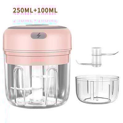 100/250 ml elektrinis česnako smulkintuvas nešiojamas smulkintuvas USB įkraunamas česnako smulkintuvas mėsmalė daržovių smulkintuvas virtuvės prietaisai