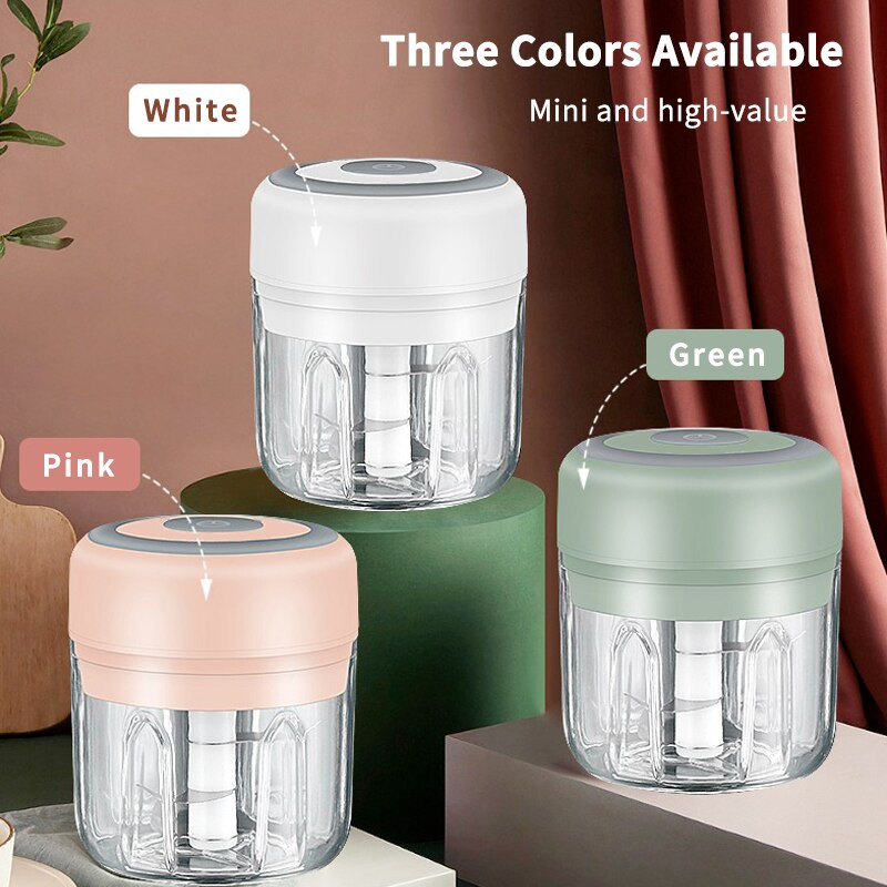 100/250 ml elektrinis česnako smulkintuvas nešiojamas smulkintuvas USB įkraunamas česnako smulkintuvas mėsmalė daržovių smulkintuvas virtuvės prietaisai