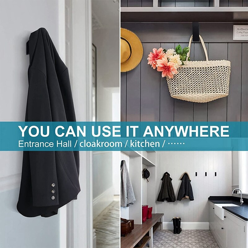6 db matt fekete törülközőkampó fürdőszobába nappaliba szállodába falra szerelhető horgok rozsdamentes acél kabát köntös kampók