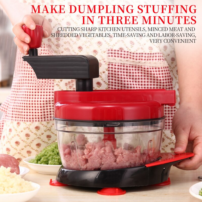 Daugiafunkcis daržovių pjaustytuvas rankinis mėsmalė Buitinė smulkintuvas 6 rūšių peilių jungiklis su nutekėjimo krepšeliu