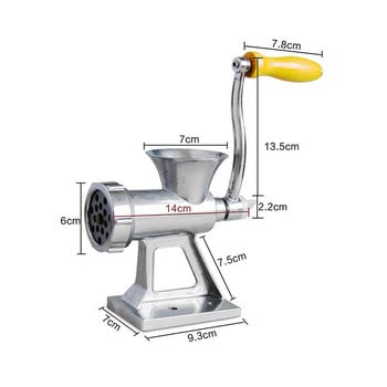 Алуминиева сплав Ръчно управление Ръчно Запознайте се с мелница за колбаси Машина за говеждо месо Машина за тестени изделия Crank Мелница Маса Ресторант Кухня Готвене