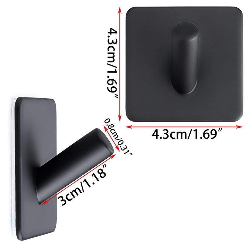 Nauja 304 nerūdijančio plieno paltų kabykla, juoda rankšluosčių kabliukų laikiklis, lipnūs kabliukai, skirti virtuvės vonios ir tualeto spintelėms,