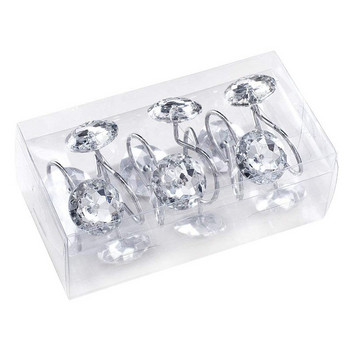 Κουρτίνα μπάνιου Bling γάντζοι Δαχτυλίδια Ακρυλικά διακοσμητικά στρας Gl Crystal Rolling Σετ μπάνιου με 12 δαχτυλίδια