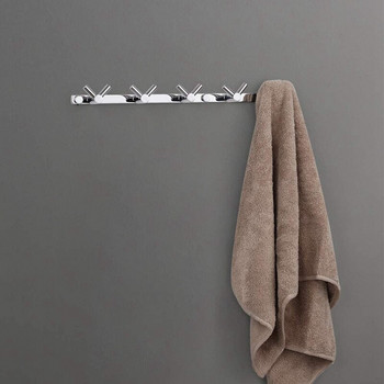 16-инчова хотелска кука за кърпи за баня Кука за палто от неръждаема стомана Монтирана на стена закачалка 5 V-образна двойна кука Поставка за кърпи Органайзер