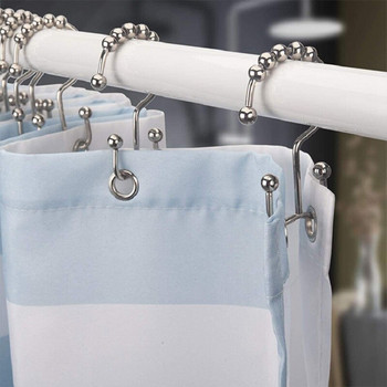 Δαχτυλίδι με γάντζο κουρτίνας μπάνιου Ανθεκτικό στη σκουριά μεταλλικό διπλό συρόμενο γάντζο ντους για κουρτίνες μπάνιου