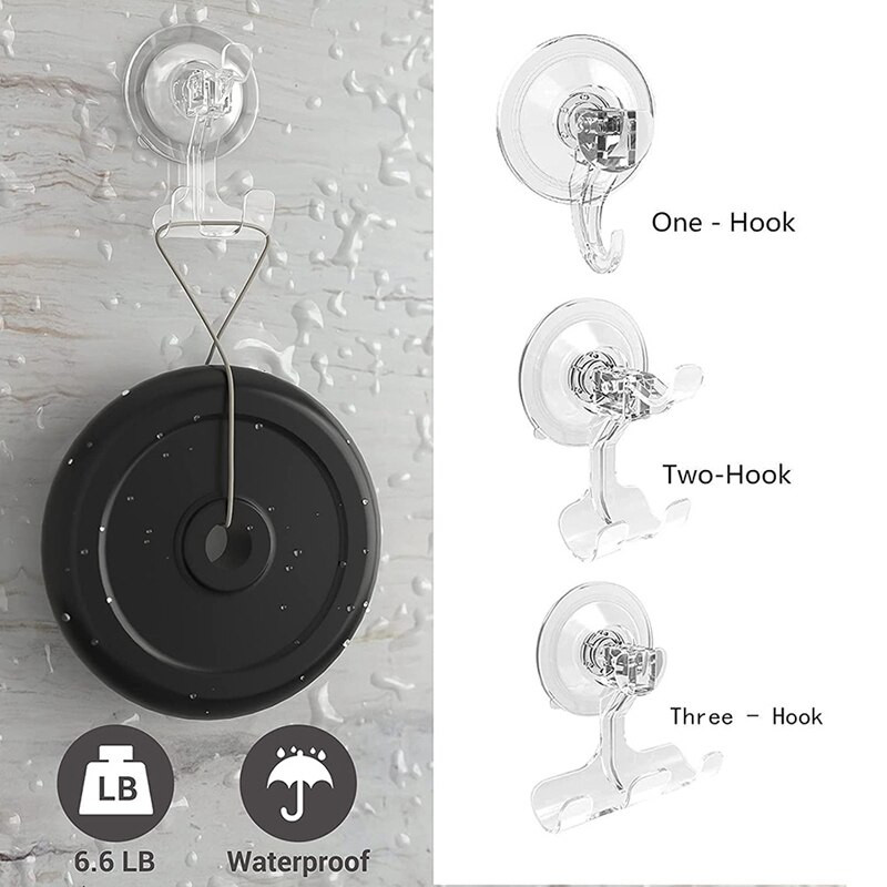 Vonios kambario siurbimo kabliukai, daugkartinis dušo kablys (4 pakuotės) Vakuuminis siurbimo puodelio kablys - Skustuvo laikiklis - Daugkartinis
