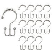 Dušo užuolaidų kablio žiedas, atsparus rūdims metalinis dvigubas slankiojantis dušo kabliukas, skirtas vonios kambario dušo strypo užuolaidoms