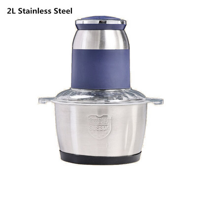 2 literes háztartási elektromos húsdarálók, rozsdamentes látható üvegacél szeletelő fokhagyma zöldség-kiegészítő élelmiszer-keverő