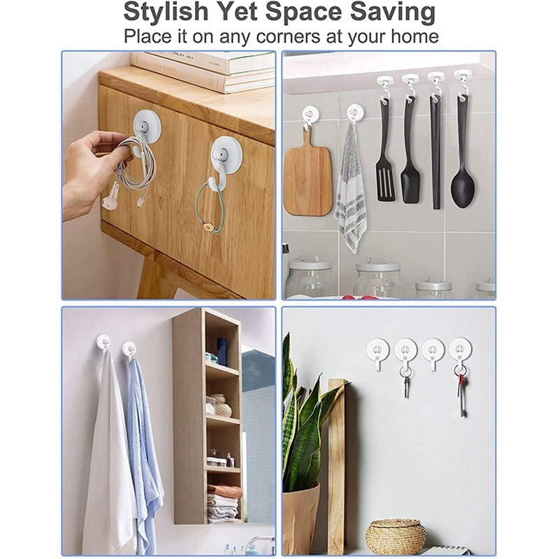 Stipraus klijavimo kablys prie lubų (6 vnt. pakuotėje) Sieninis kablys dušo kablys [Nepažeistas] [Tvirtas apkrovas]