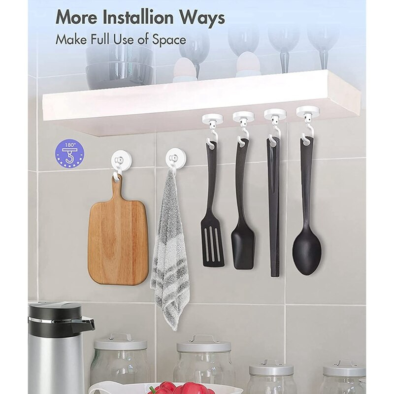 Stipraus klijavimo kablys prie lubų (6 vnt. pakuotėje) Sieninis kablys dušo kablys [Nepažeistas] [Tvirtas apkrovas]