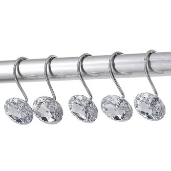 Гореща разпродажба завеса за душ Bling кукички Пръстени Акрилни декоративни кристали Стъклени кристали Навиващ се комплект от 12 пръстена за баня