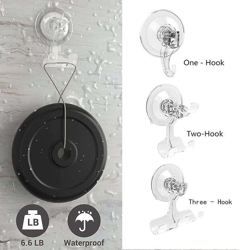 Cârlige de ventuză pentru baie, cârlig de duș reutilizabil (pachet de 4) cârlig de ventuză cu vid - Suport pentru brici - Multi-Utilizare