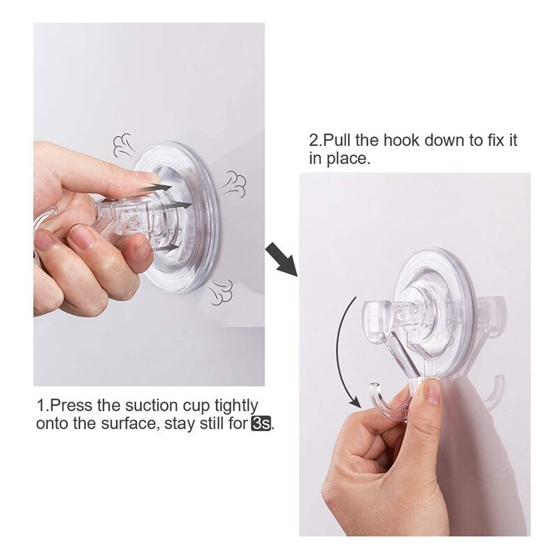 Cârlige de ventuză pentru baie, cârlig de duș reutilizabil (pachet de 4) cârlig de ventuză cu vid - Suport pentru brici - Multi-Utilizare