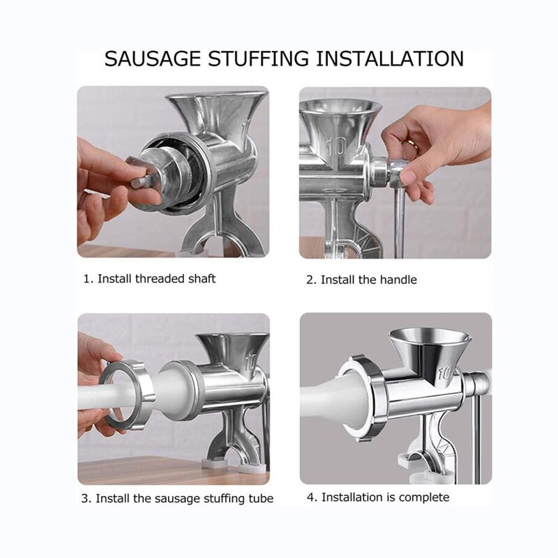 Aliuminio lydinio rankinė mėsmalė, rankiniai dešrų gaminimo įtaisai mėsmalė Namų virtuvė Virimo įrankiai Virtuvės kombainas