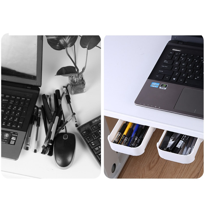 Αυτοκόλλητη θήκη μολυβιών κάτω από το συρτάρι του γραφείου Κουτί αποθήκευσης Κρυφή βάση οργάνωσης γραφικής ύλης Βάση για στυλό Office Home Storage Organizer