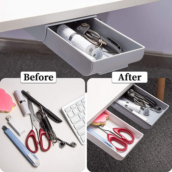 Home Organizer Box Συρταριέρα Κουτί αποθήκευσης Self Stick Δίσκος μολυβιών Βάση για στυλό κάτω από το γραφείο Αποθήκευση συρτάρι Κρυφό τραπέζι συρτάρι